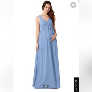 Azazie steel blue maternity bridesmaid dress “yetta”